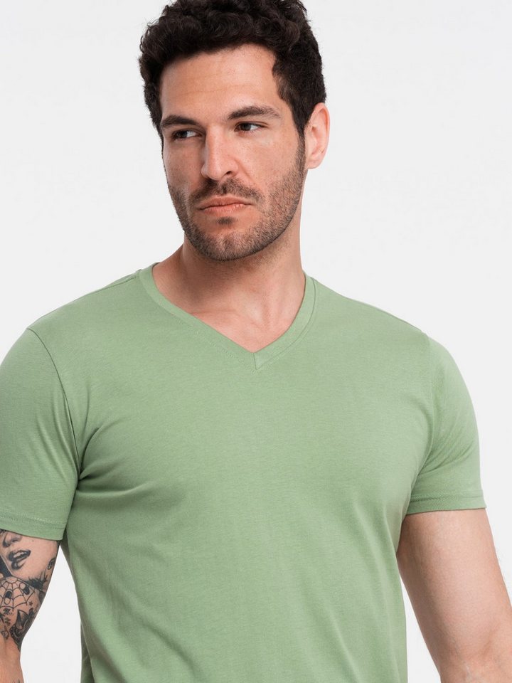 OMBRE T-Shirt Klassisches Herren-T-Shirt mit V-Ausschnitt aus Baumwolle BASIC von OMBRE