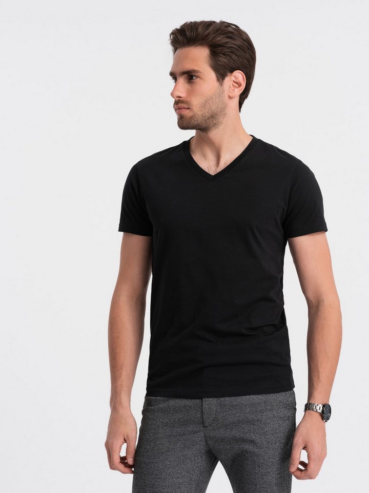 OMBRE T-Shirt Klassisches Herren-T-Shirt mit V-Ausschnitt aus Baumwolle BASIC von OMBRE