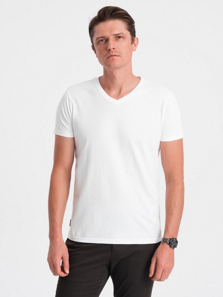 OMBRE T-Shirt Klassisches Herren-T-Shirt mit V-Ausschnitt aus Baumwolle BASIC von OMBRE