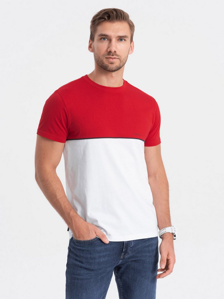 OMBRE T-Shirt Zweifarbiges Baumwoll-T-Shirt für Männer von OMBRE