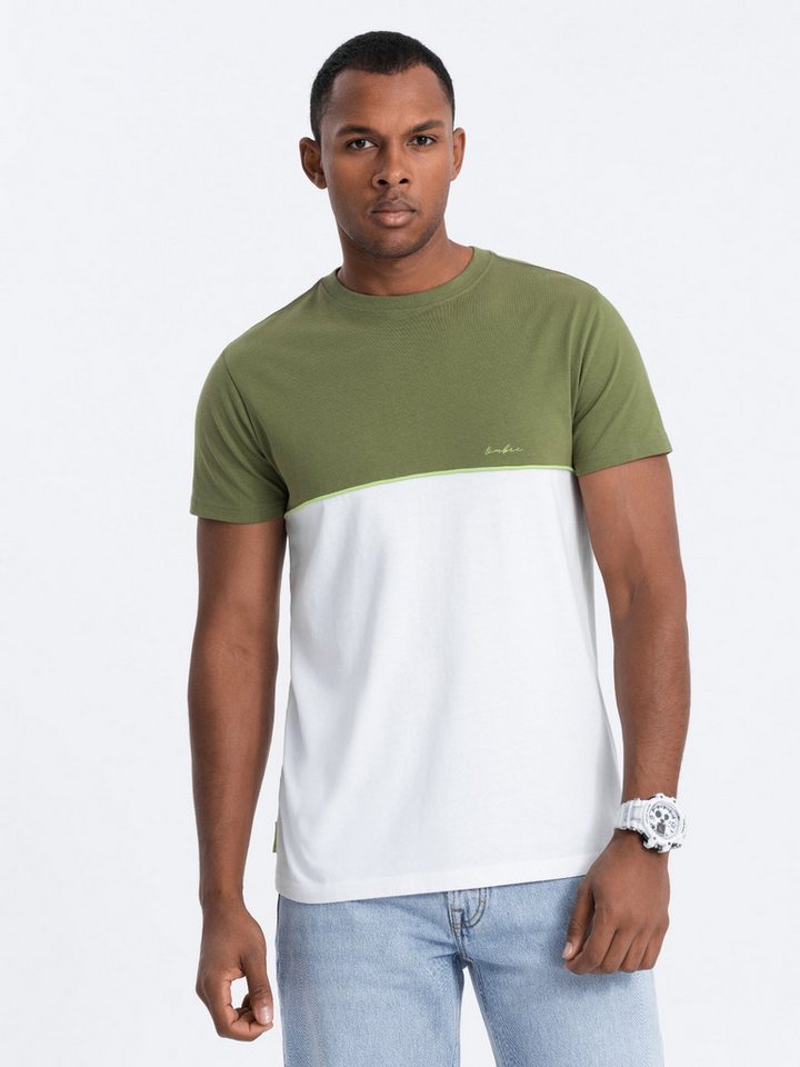 OMBRE T-Shirt Zweifarbiges Baumwoll-T-Shirt für Männer von OMBRE