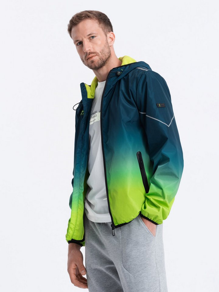 OMBRE Trainingsjacke Herren Sportjacke mit Reflektoren - türkis und limettengrün von OMBRE