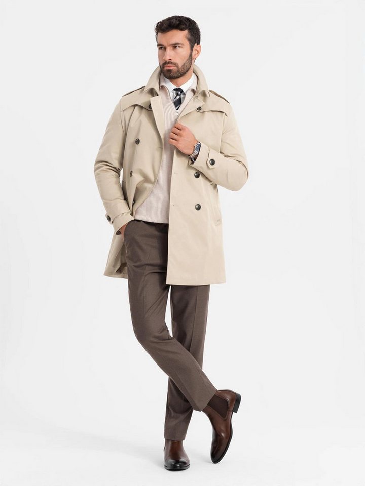 OMBRE Trenchcoat Eleganter Herren Trenchcoat SLIM FIT mit Gürtel von OMBRE