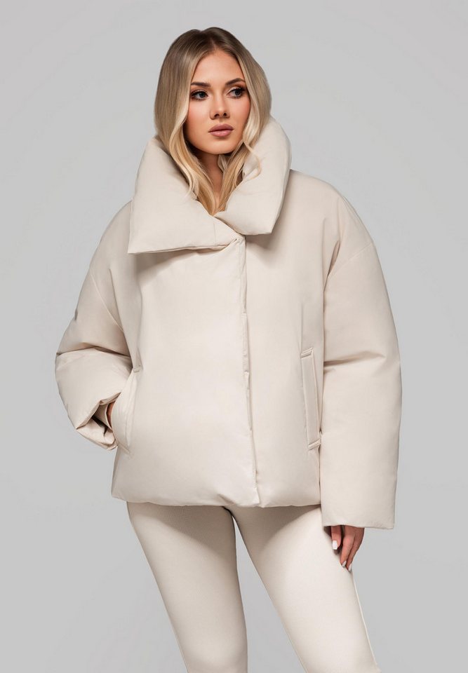 OMBRE Winterjacke Damen Winterjacke mit Oversize-Kragen – Schwarz von OMBRE