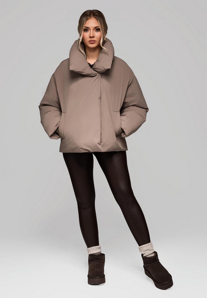 OMBRE Winterjacke Damen Winterjacke mit Oversize-Kragen – Schwarz von OMBRE