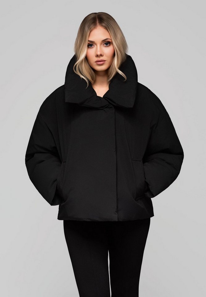 OMBRE Winterjacke Damen Winterjacke mit Oversize-Kragen – Schwarz von OMBRE