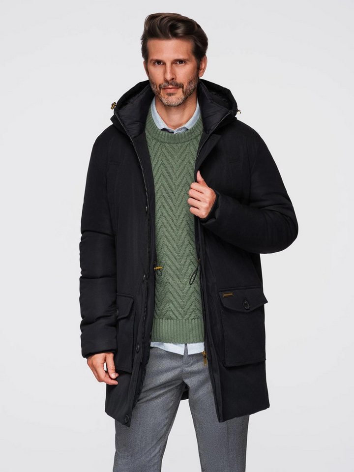 OMBRE Winterjacke Elegante Herren-Parka mit Cargotaschen und Kapuze von OMBRE