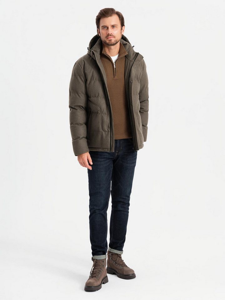 OMBRE Winterjacke Herren-Freizeit-Pufferjacke mit Wolle von OMBRE