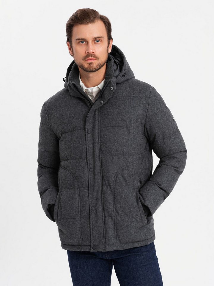 OMBRE Winterjacke Herren-Freizeit-Pufferjacke mit Wolle von OMBRE