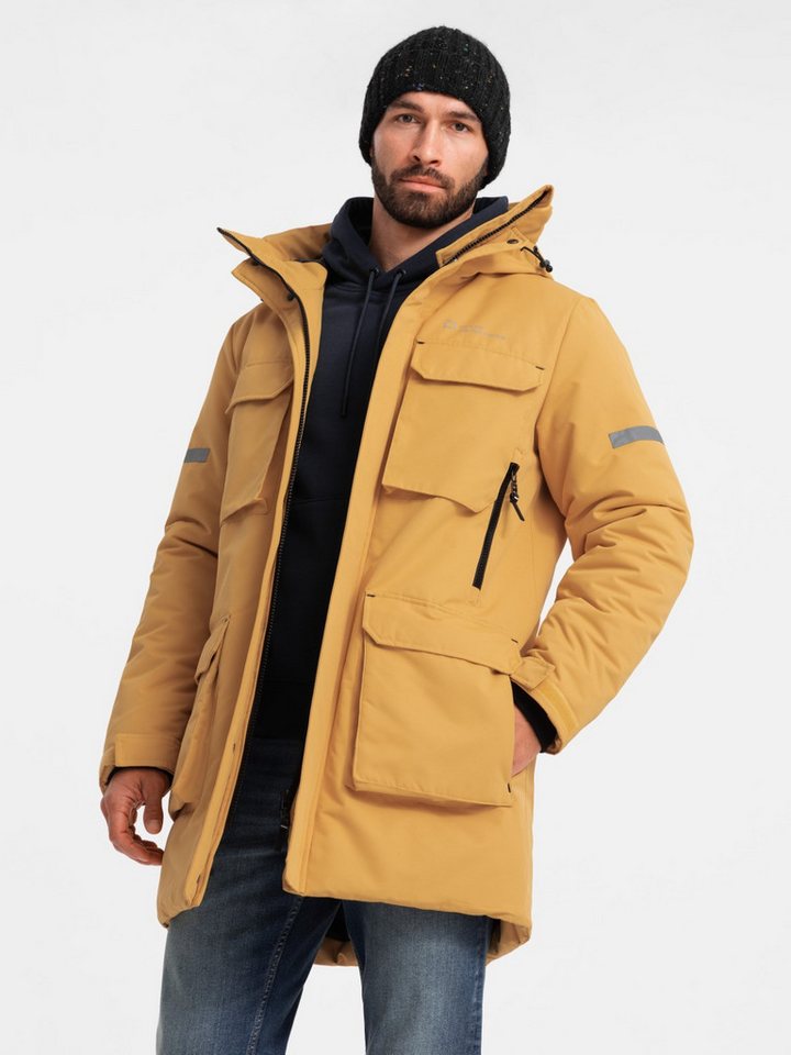 OMBRE Winterjacke Isolierte lange Jacke für Männer mit reflektierenden Elementen von OMBRE
