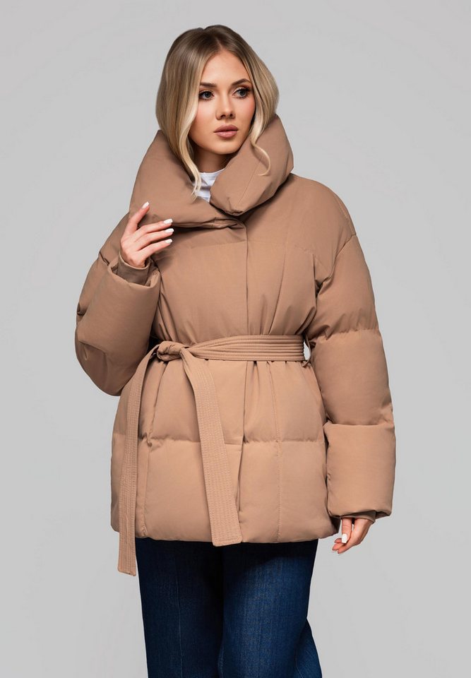 OMBRE Winterjacke Taillierte Steppjacke mit Bindegürtel von OMBRE
