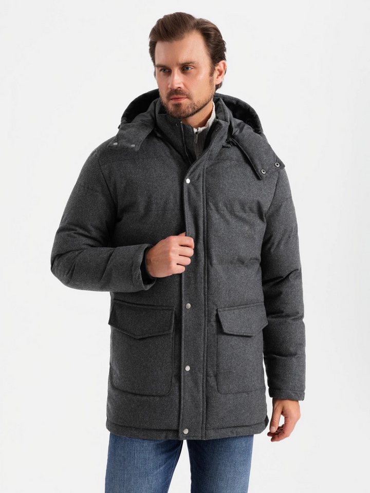 OMBRE Winterjacke Warme lange Herren Parka Jacke mit Wolle von OMBRE