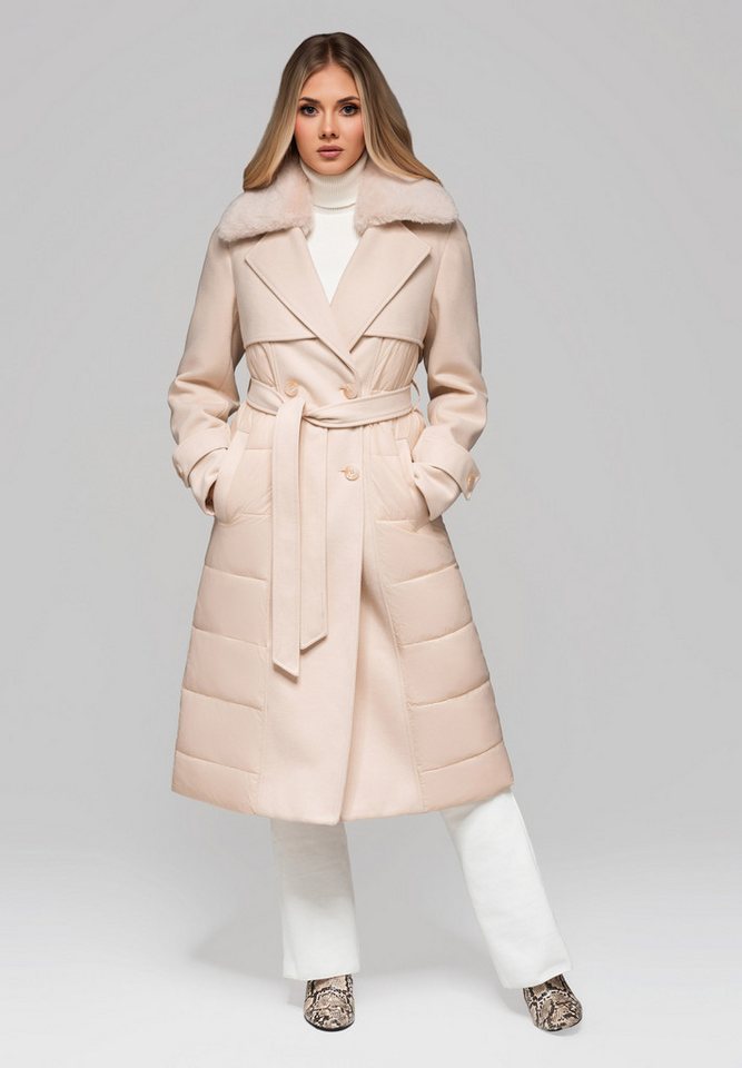 OMBRE Wintermantel Eleganter Mantel in Stepp-Optik mit Kunstpelzkragen von OMBRE