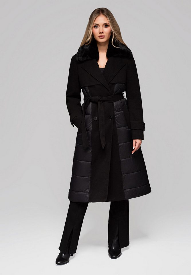 OMBRE Wintermantel Eleganter Mantel in Stepp-Optik mit Kunstpelzkragen von OMBRE