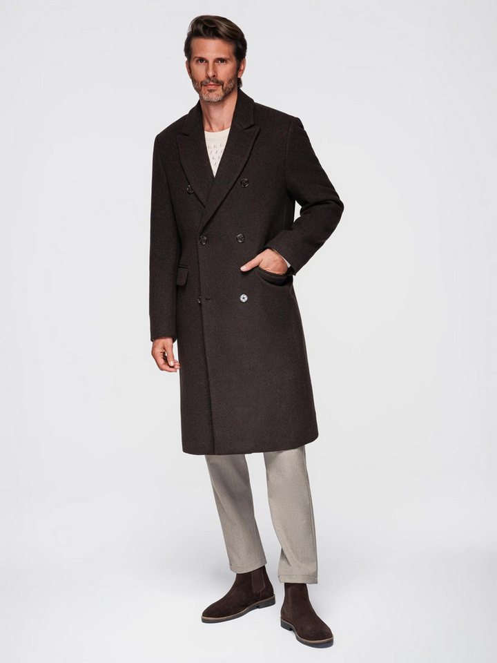 OMBRE Wintermantel Herren-Doppelreiher-Mantel mit Wollanteil von OMBRE