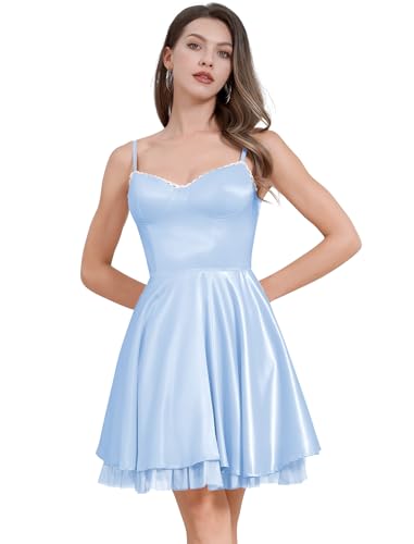 OMEWEE Damen Korsett Kleid mit Blumendruck Spaghettitr�ger R�schenkleid Boho Mini Flie�endes Schlitz Bustierkleid f�r Damen A Linie Strandkleid Urlaub Sommerkleid Blau XXL von OMEWEE