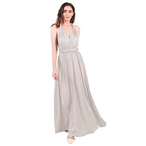 OMEWEE Damen Lang Sexy Schnürung Abendkleid Multiway Brautjungfernkleider Rückenfreies Elegant Wickelkleid Festlich Maxi Sommerkleid Einfarbig Partykleid hellgrau XS OMEWEE Damen Lang Sexy Schnürung Abendkleid Multiway Brautjungfernkleider Rückenfreies Elegant Wickelkleid Festlich Maxi Sommerkleid Einfarbig Partykleid hellgrau XS von OMEWEE