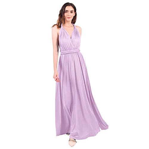 OMEWEE Damen Lang Sexy Schnürung Abendkleid Multiway Brautjungfernkleider Rückenfreies Elegant Wickelkleid Festlich Maxi Sommerkleid Einfarbig Partykleid lila M von OMEWEE