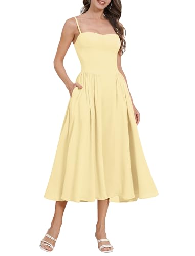 OMEWEE Sommerkleid Damen Sexy Ärmellos Spaghettiträger Freizeitkleid Böhmisch Maxikleid A-Linie Strandkleider mit Tasche Gelb M OMEWEE Sommerkleid Damen Sexy Ärmellos Spaghettiträger Freizeitkleid Böhmisch Maxikleid A-Linie Strandkleider mit Tasche Gelb M von OMEWEE