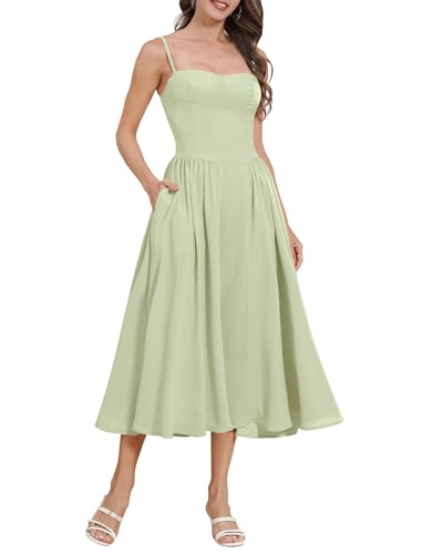 OMEWEE Sommerkleid Damen Sexy Ärmellos Spaghettiträger Freizeitkleid Böhmisch Maxikleid A-Linie Strandkleider mit Tasche Grün L OMEWEE Sommerkleid Damen Sexy Ärmellos Spaghettiträger Freizeitkleid Böhmisch Maxikleid A-Linie Strandkleider mit Tasche Grün L von OMEWEE