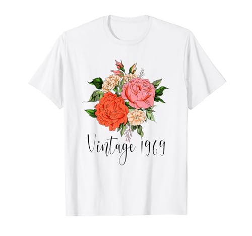 55. Geburtstag Frauen Vintage 1969 Niedliche Rose Nelke Blume T-Shirt von OMG Its My Birthday Happy Birthday Shirts