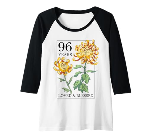 Damen 96 Years Loved and Blessed Blumenstempel 96. Geburtstag Raglan von OMG Its My Birthday Happy Birthday Shirts