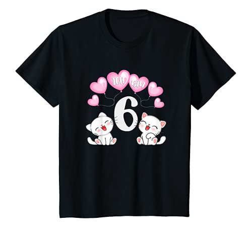 Kinder Ich Bin 6 Geburtstag Katze Mädchen Kinder T-Shirt T-Shirt von OMG Its My Birthday Happy Birthday Shirts