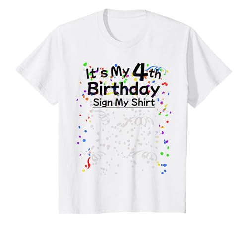 Kinder It's My 4th Birthday Schild My Shirt 4 Year Old Birthday T-Shirt von OMG Its My Birthday Happy Birthday Shirts
