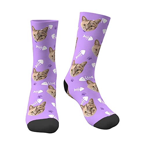 OMG SOCKS Personalisiert Socken Süßes Haustier Bunte mit Foto Gesicht bedrucken, Strumpf Katze Hund Bild lustig Geschenk für Liebhaber Herren Damen Geburtstag Weihnacht von OMG SOCKS