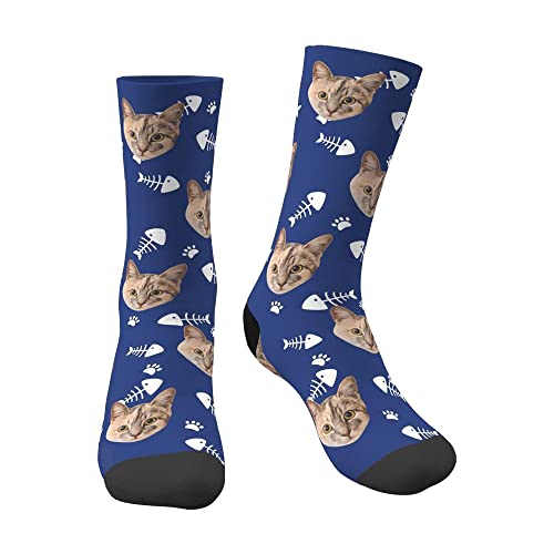 OMG SOCKS Personalisiert Socken Süßes Haustier Bunte mit Foto Gesicht bedrucken, Strumpf Katze Hund Bild lustig Geschenk für Liebhaber Herren Damen Geburtstag Weihnacht von OMG SOCKS