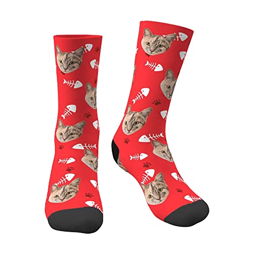 OMG SOCKS Personalisiert Socken Süßes Haustier Bunte mit Foto Gesicht bedrucken, Strumpf Katze Hund Bild lustig Geschenk für Liebhaber Herren Damen Geburtstag Weihnacht von OMG SOCKS