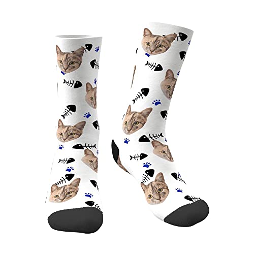 OMG SOCKS Personalisiert Socken Süßes Haustier Bunte mit Foto Gesicht bedrucken, Strumpf Katze Hund Bild lustig Geschenk für Liebhaber Herren Damen Geburtstag Weihnacht von OMG SOCKS