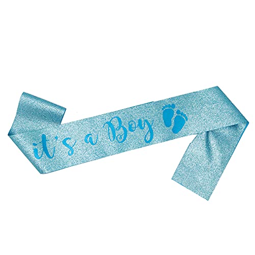 OMISS Funkelnder Schärpe It's a Boy für eine erfolgreiche Babyparty (Glitter Blue) von OMISS