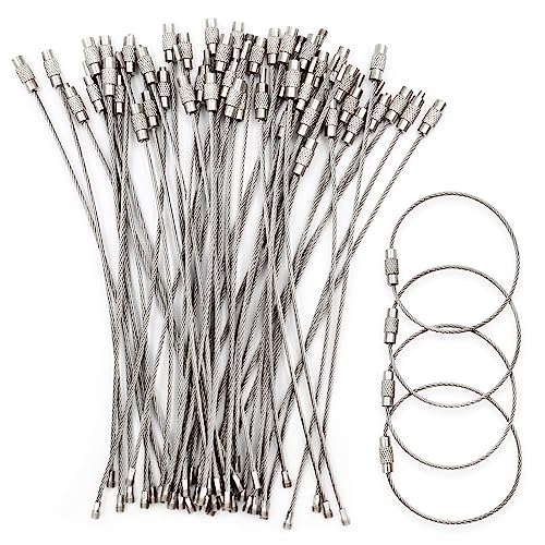 50 Stück 15 cm Draht Schlüsselanhänger Multifunktionale Schlüsselringe Delstahldraht Schlüsselbund DIY Schlüsselringe Kabelschlaufe mit Drehverschluss für Hängende Gepäckanhänger Schlüsselringe Tags von OMJMYY