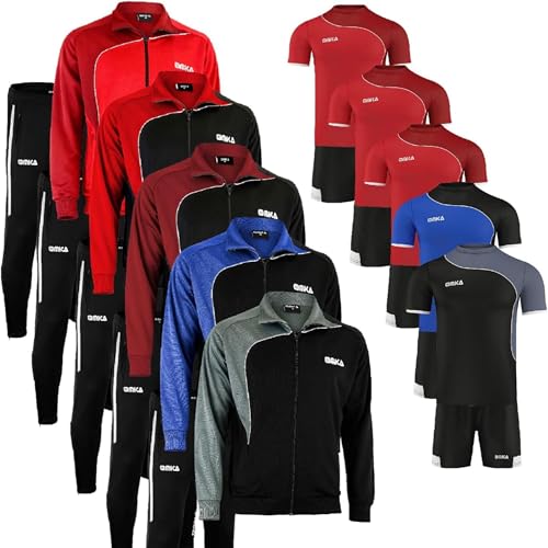 OMKA 4er Set Trainingsanzug Sportanzug Jogginganzug Freizeitanzug Weinrot/Rot/M von OMKA