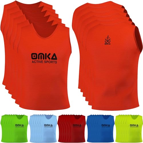 OMKA 6 Stück Fußball Leibchen Trainingsleibchen Markierungshemd Fußballleibchen für Kinder Jugend und Erwachsene, Farbe:Orange, Bibs:Mini (S) von OMKA