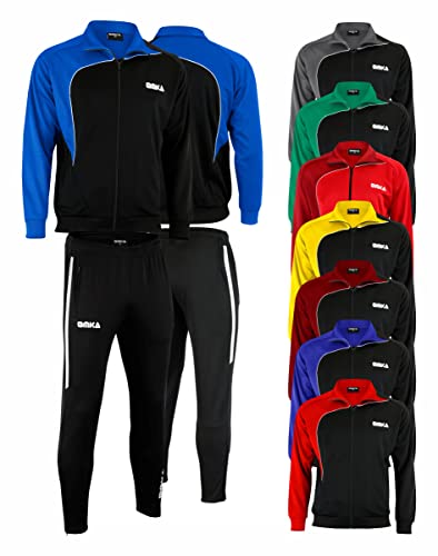 OMKA Jogginganzug Trainingsanzug mit Microfleece-Innenseite – Sport- & Freizeitanzug - Reißverschluß & Stretch am Bein für Schienbeinschoner – 4 Reißverschluss-Taschen, Trainingsjacke & Sporthosen Set von OMKA