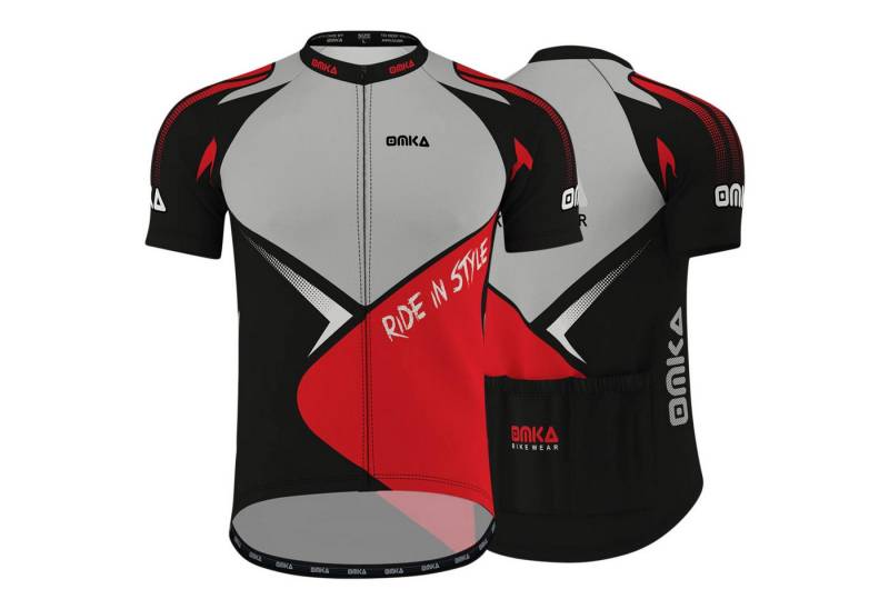 OMKA Radtrikot ME-3011 Grau/Rot Herren Racing Performance Radtrikot mit Sublimationsdruck von OMKA