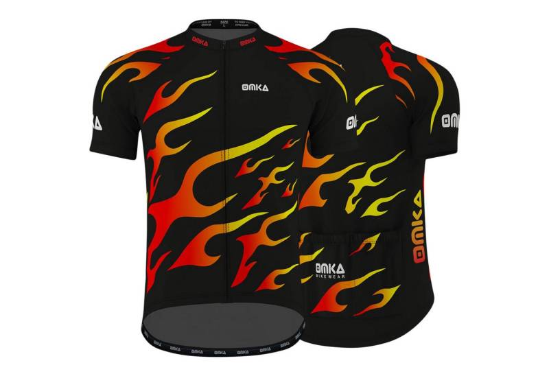 OMKA Radtrikot ME-3012 Schwarz/Feuer Herren Racing Performance Radtrikot mit Sublimationsdruck von OMKA