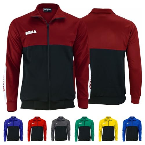 OMKA Sport- und Trainingsjacke – Doppellagige Joggingjacke mit Fleece-Innenseite – Perfekte Fußball- und Sportjacke für Training & Freizeit - Weinrot - 50 von OMKA
