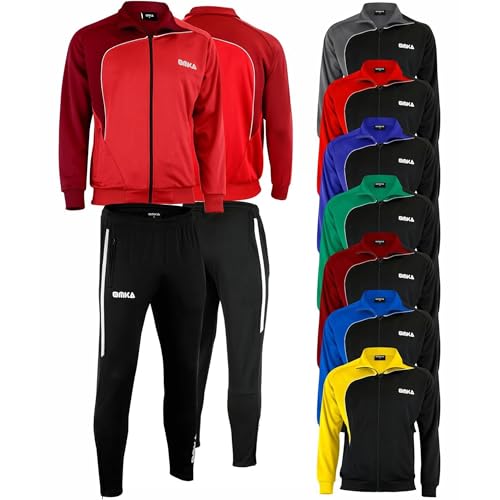 OMKA Jogginganzug Trainingsanzug mit Microfleece-Innenseite – Sport- & Freizeitanzug - Reißverschluß & Stretch am Bein für Schienbeinschoner – 4 Reißverschluss-Taschen, Trainingsjacke & Sporthosen Set von OMKA