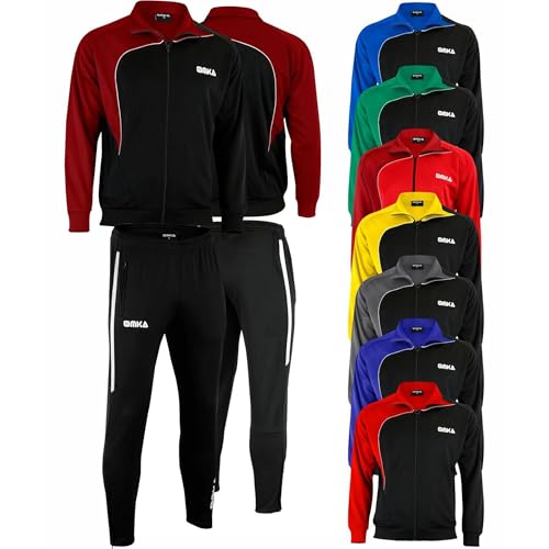 OMKA Jogginganzug Trainingsanzug mit Microfleece-Innenseite – Sport- & Freizeitanzug - Reißverschluß & Stretch am Bein für Schienbeinschoner – 4 Reißverschluss-Taschen, Trainingsjacke & Sporthosen Set von OMKA
