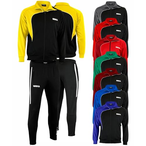 OMKA Jogginganzug Trainingsanzug mit Microfleece-Innenseite – Sport- & Freizeitanzug - Reißverschluß & Stretch am Bein für Schienbeinschoner – 4 Reißverschluss-Taschen, Trainingsjacke & Sporthosen Set von OMKA