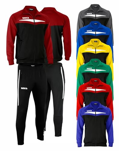 OMKA Trainingsanzug Sportanzug Jogginganzug Freizeitanzug in der 5x Farben, Größe:2XL, Farbe:Weinrot von OMKA