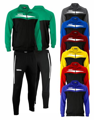 OMKA Sportanzug Herren – Trainingsanzug für Jogging, Fußball, Sport, Fitness & Freizeit – mit weicher Microfleece-Innenseite – 4 Taschen mit Reißverschluss – Trainingsjacke & Sporthose Grün - M von OMKA