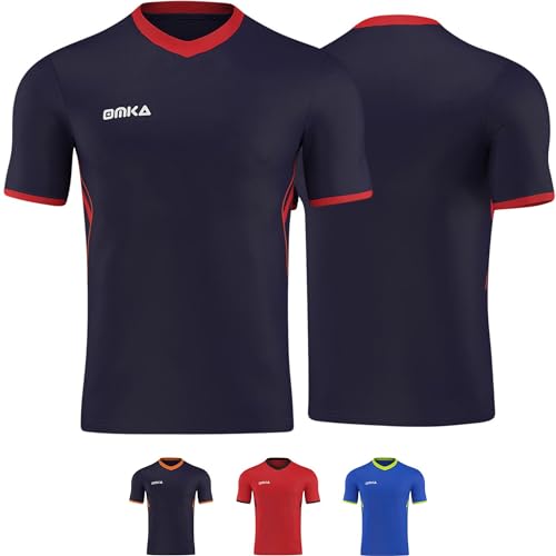 OMKA Trikot Teamwear Fußball Handball Rugby Laufsport Volleyball Uniformhemd, Größe: L, Farbe: Marineblau/Orange von OMKA