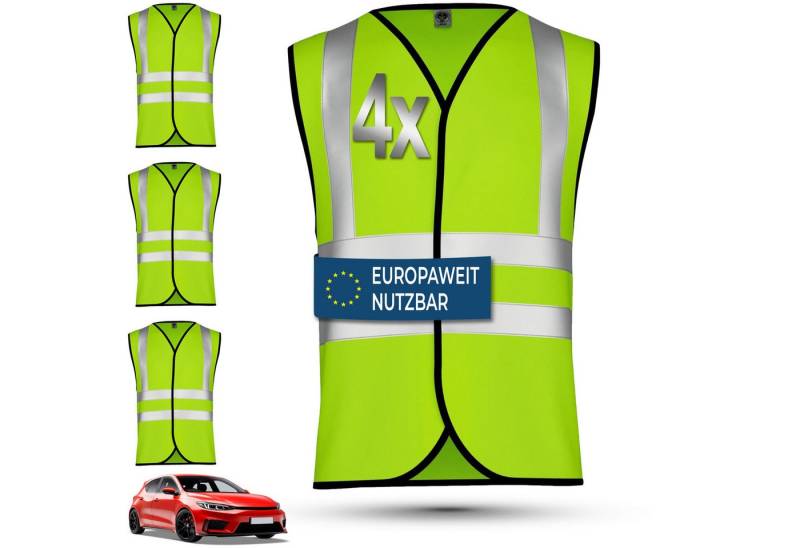 OMKA Warnweste 4 x Warnweste Set Amazon (Spar-Set) 4x Warnweste Sicherheitsweste Auto Sicherheitswarnweste Pannenweste von OMKA