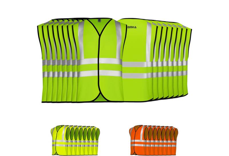 OMKA Warnweste 8 x Warnweste set (Spar-Set, 8er-Pack) 8x Warnweste Sicherheitsweste Auto Sicherheitswarnweste Pannenweste von OMKA