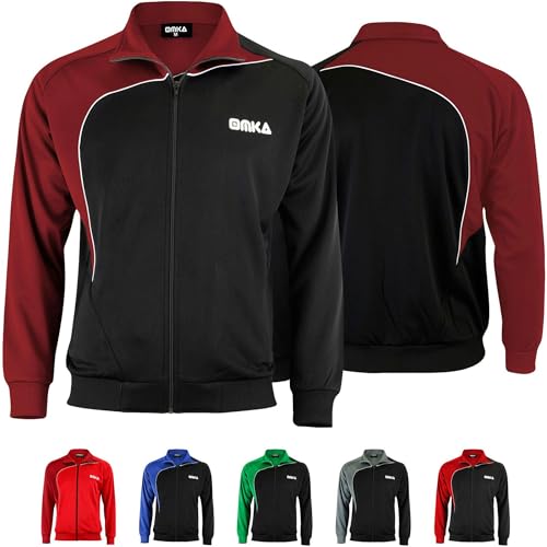 Optima Herren Trainingsjacke Sportjacke Joggingjacke, Größe:2XL, Farbe:Weinrot/Schwarz von OMKA