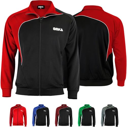 Optima Herren Trainingsjacke Sportjacke Joggingjacke, Größe:M, Farbe:Rot/Schwarz von OMKA